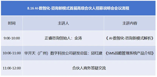 AI·數(shù)智化·咨詢新模式首屆高級合伙人招募說明會震撼來襲！
